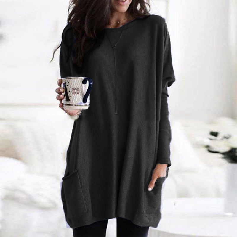 Robe Pull Femme En Maille Col Rond Coupe Oversize