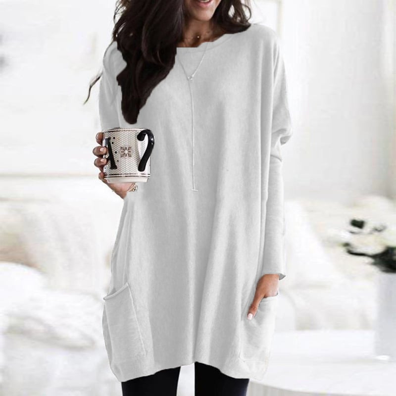 Robe Pull Femme En Maille Col Rond Coupe Oversize