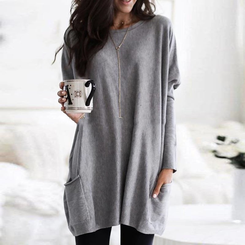 Robe Pull Femme En Maille Col Rond Coupe Oversize