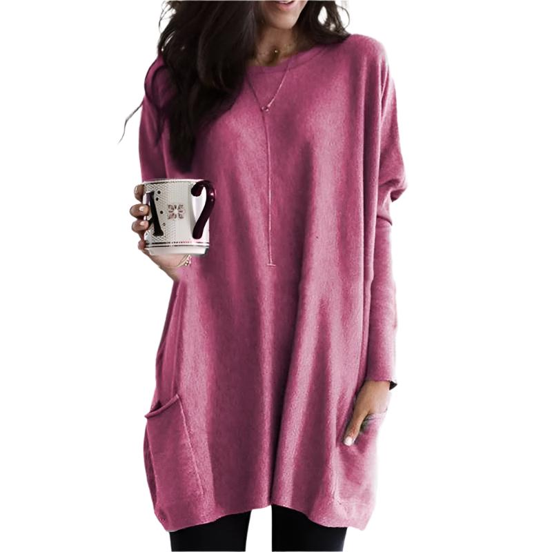 Robe Pull Femme En Maille Col Rond Coupe Oversize