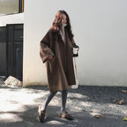 Manteau Laine Femme Long Oversize Ceinturé À Large Col