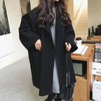 Manteau Laine Femme Long Oversize Ceinturé À Large Col