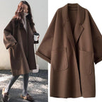 Manteau Laine Femme Long Oversize Ceinturé À Large Col
