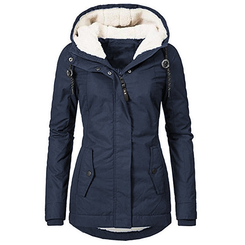 Parka À Capuche Femme Chaude Et Cintrée
