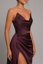 Robe De Soirée Femme Longue En Satin À Fente