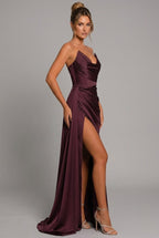 Robe De Soirée Femme Longue En Satin À Fente
