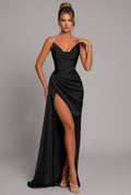 Robe De Soirée Femme Longue En Satin À Fente