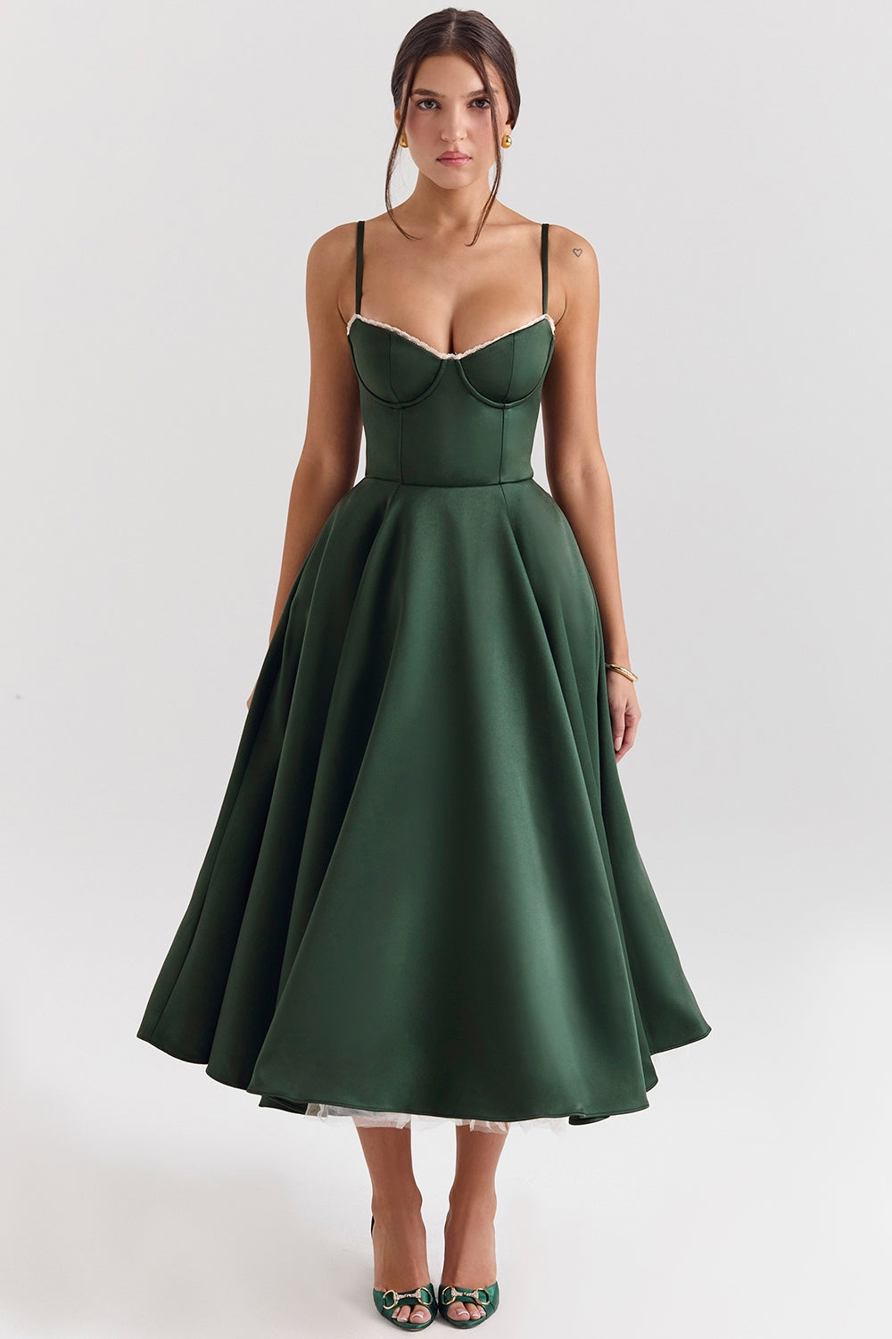 Robe midi en tulle à bretelles ajustables pour femme