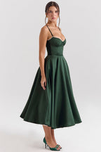 Robe midi en tulle à bretelles ajustables pour femme