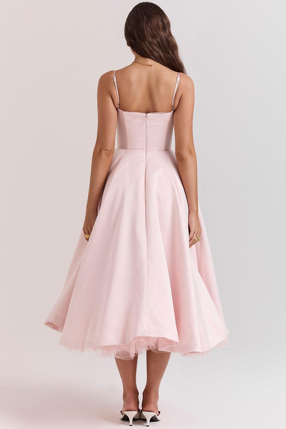 Robe midi en tulle à bretelles ajustables pour femme