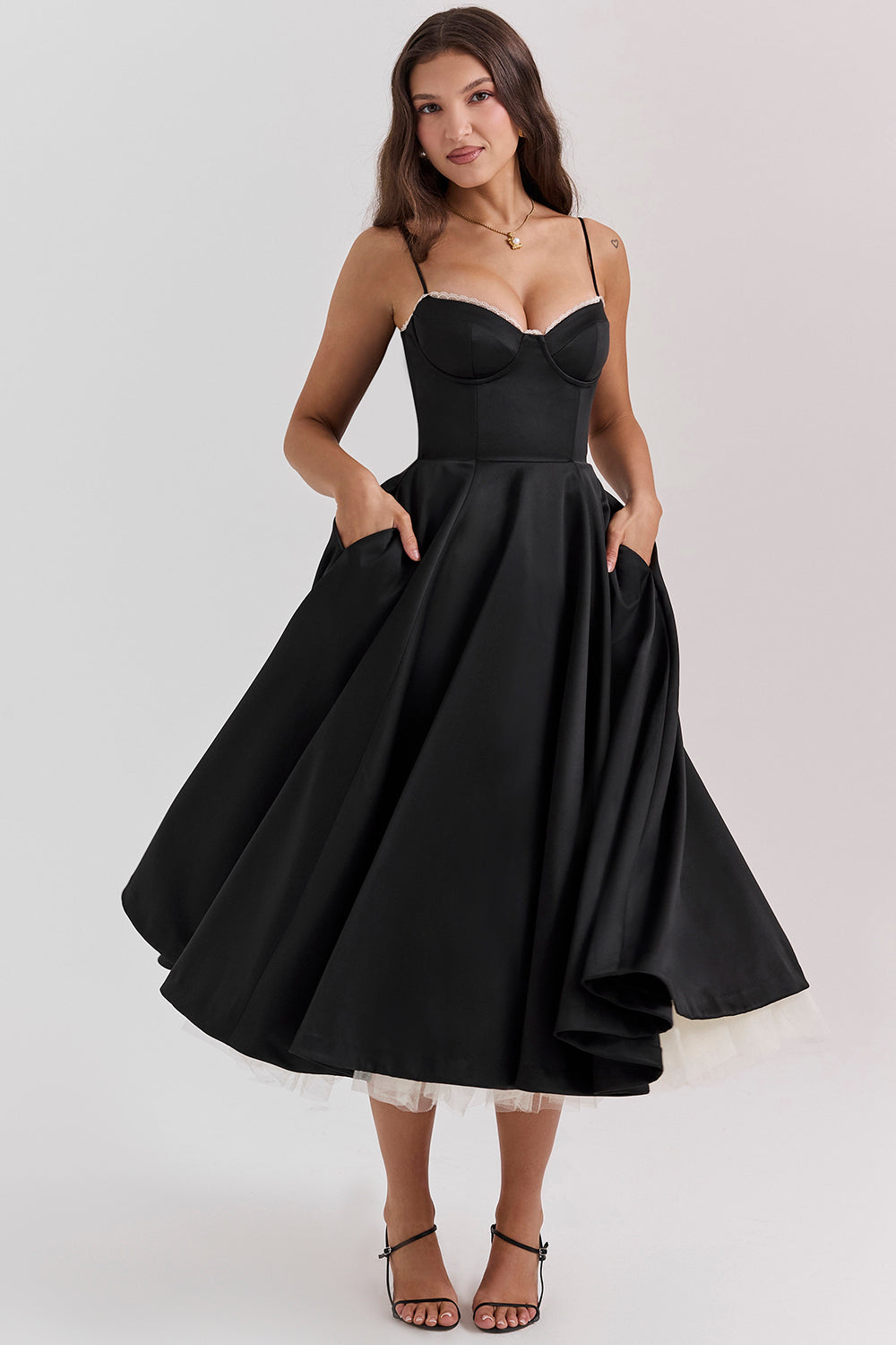 Robe De Soirée Femme En Tulle À Bretelles Ajustables