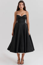 Robe midi en tulle à bretelles ajustables pour femme