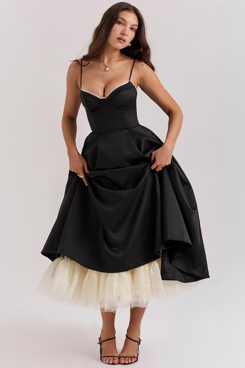 Robe De Soirée Femme En Tulle À Bretelles Ajustables