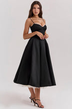 Robe midi en tulle à bretelles ajustables pour femme