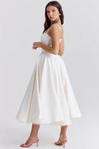 Robe midi en tulle à bretelles ajustables pour femme
