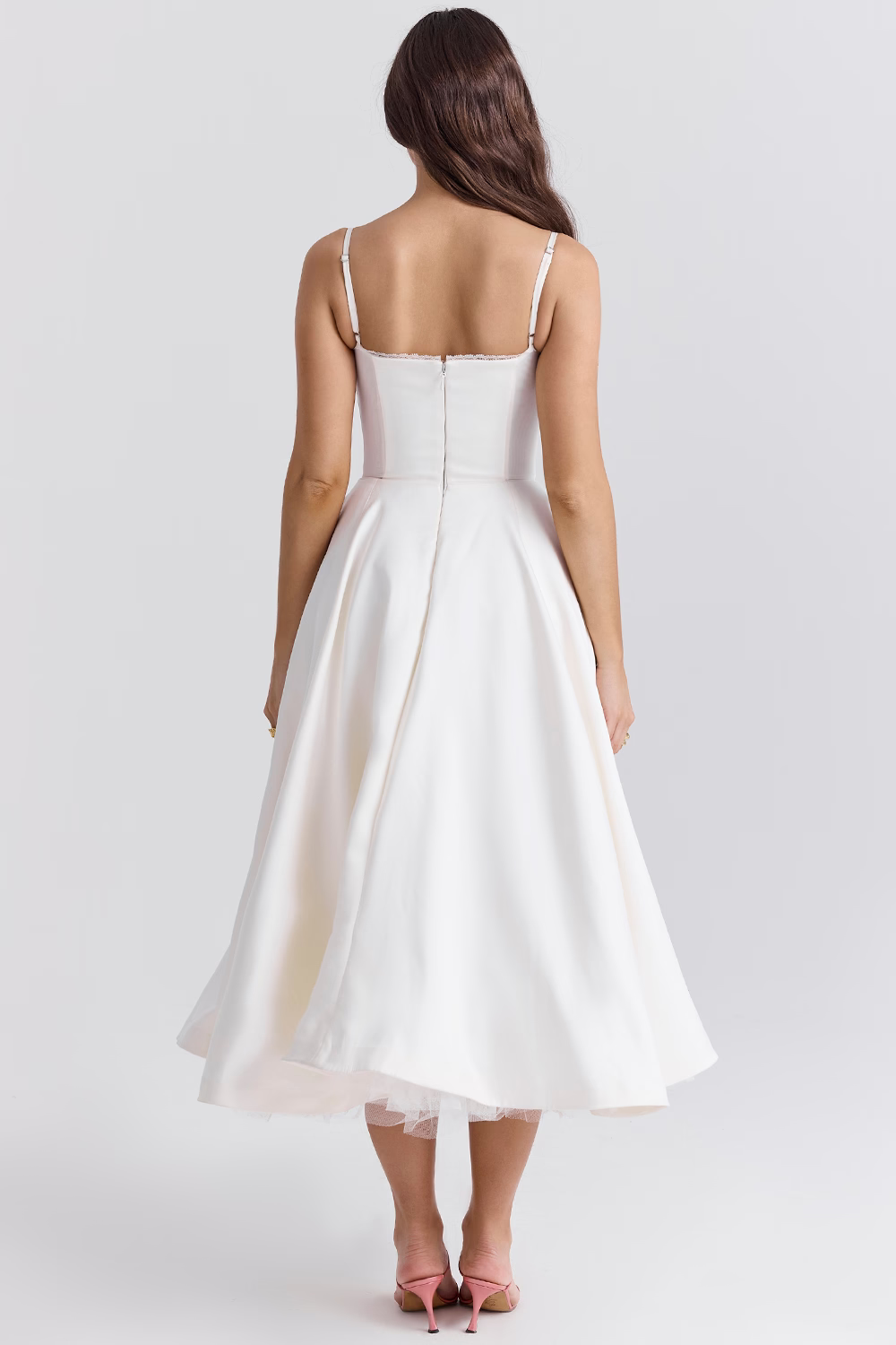 Robe midi en tulle à bretelles ajustables pour femme