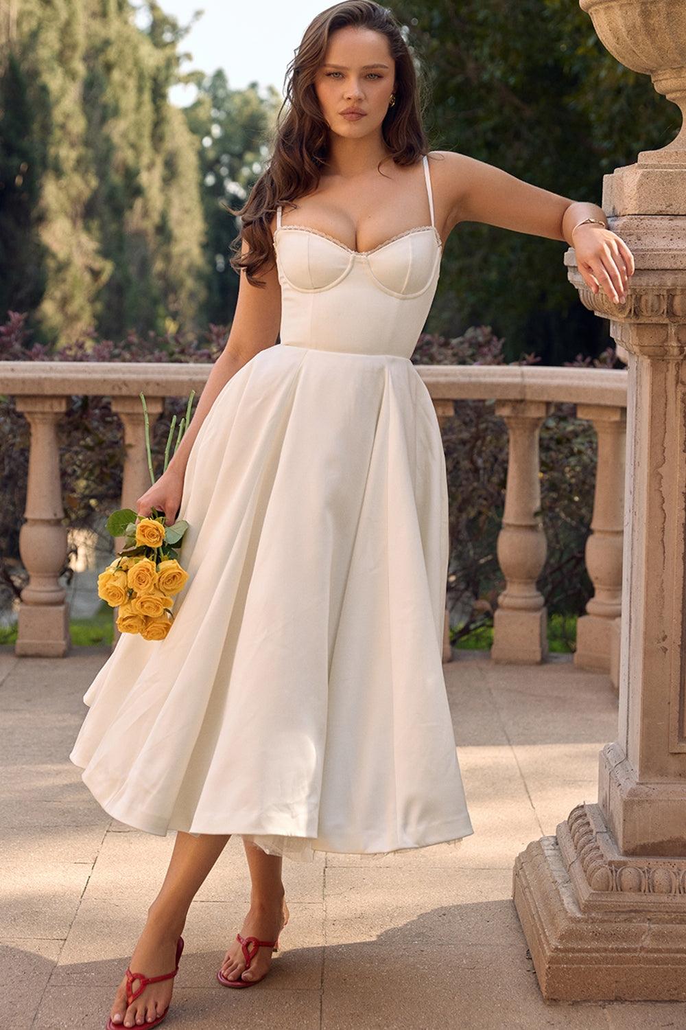 Robe midi en tulle à bretelles ajustables pour femme