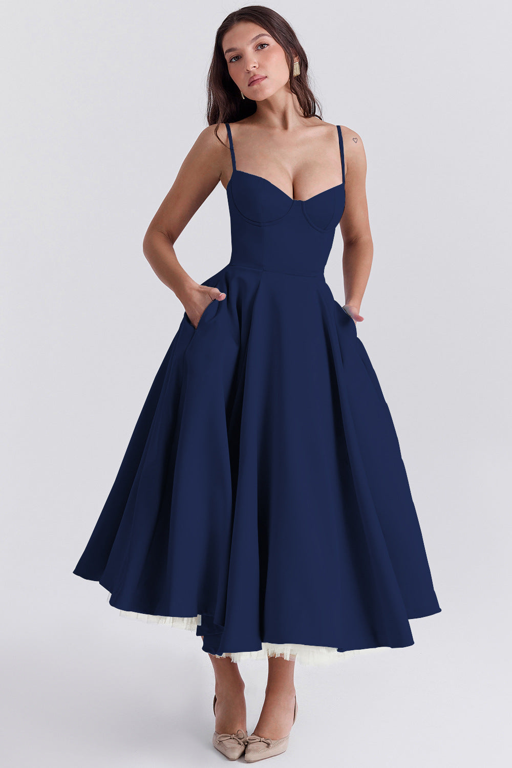 Robe De Soirée Femme En Tulle À Bretelles Ajustables
