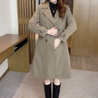 Trench en laine à coupe ajustée et col classique pour femme
