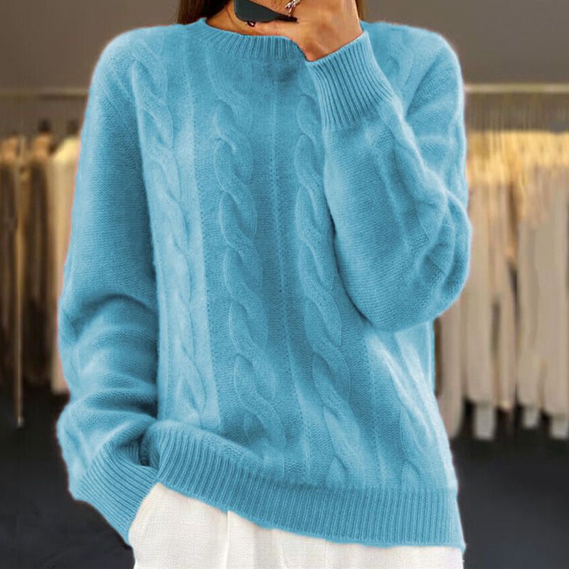 Pull d'hiver en maille chaude à coupe classique pour femme