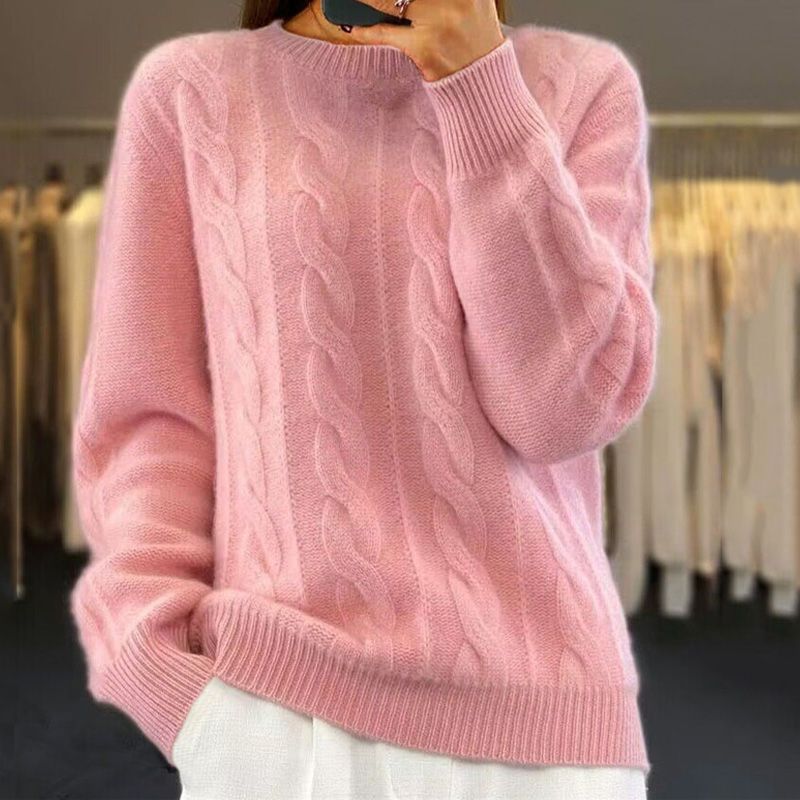 Pull d'hiver en maille chaude à coupe classique pour femme