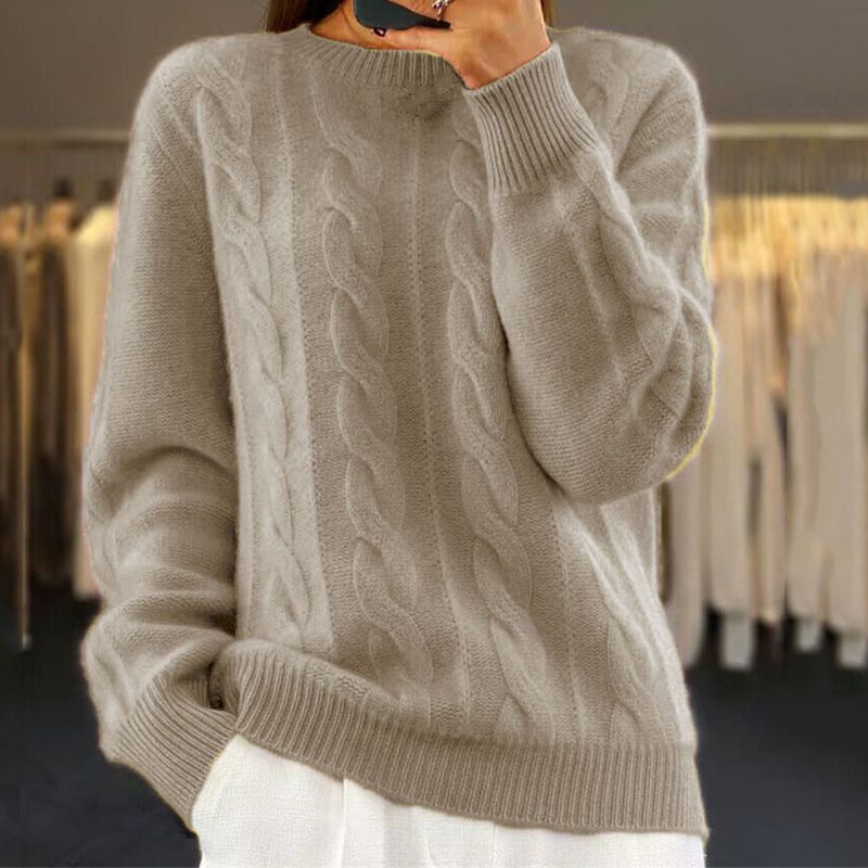 Pull d'hiver en maille chaude à coupe classique pour femme