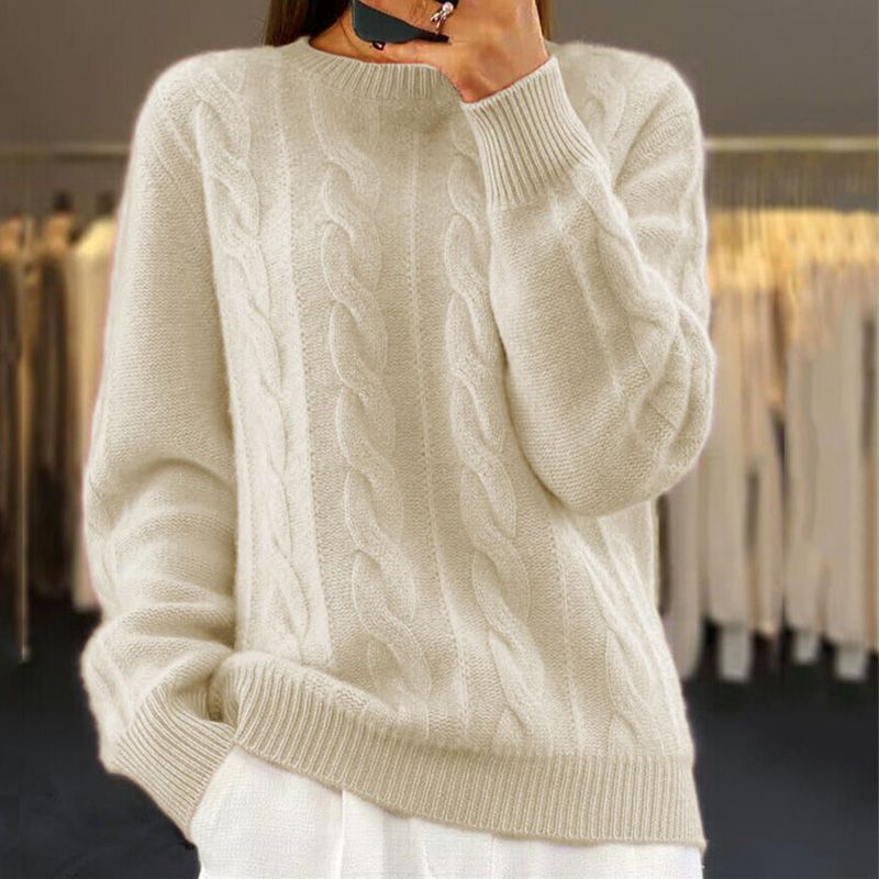 Pull d'hiver en maille chaude à coupe classique pour femme