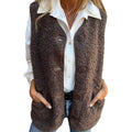 Gilet Sans Manches Femme À Boutons Chaud Avec Poches