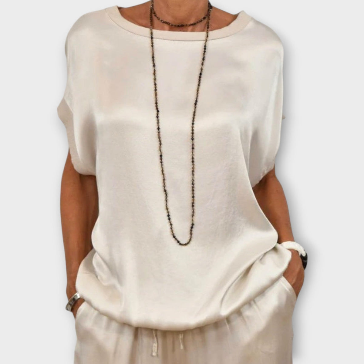 Ensemble Femme En Satin Haut Et Pantalon Large Fluide