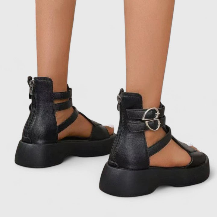 Sandales à plateforme et brides croisées à boucles pour femme
