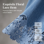 Jupe longue en denim taille haute à bordure de dentelle florale pour femme