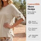 Ensemble tunique ample et pantalon fleuri en coton-lin pour femme