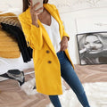 Manteau Long Femme En Laine À Col Tailleur Et Poches