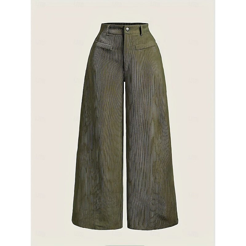 Pantalon large fluide à taille haute pour femme