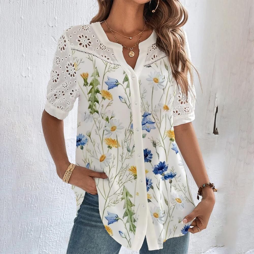 Blouse Femme Fluide Estivale En Tissu Respirant Léger