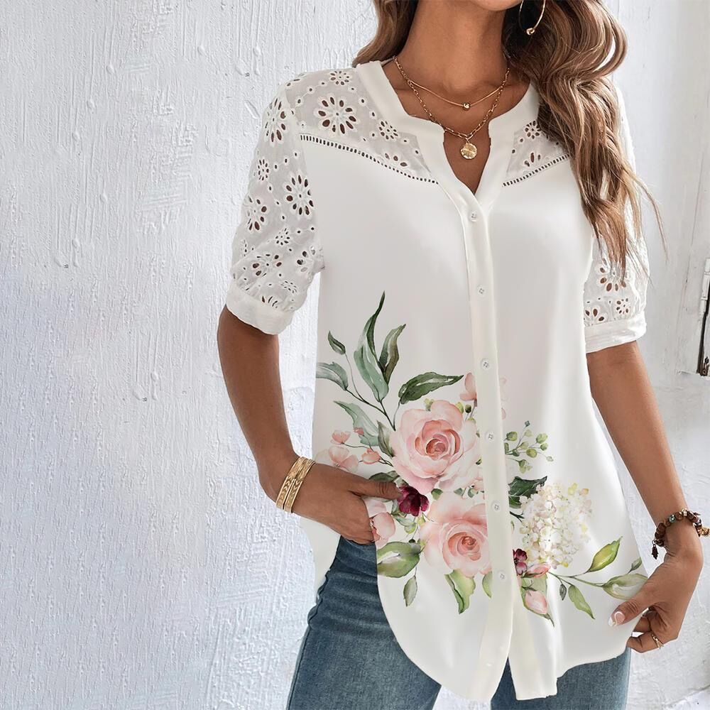 Blouse Femme Fluide Estivale En Tissu Respirant Léger