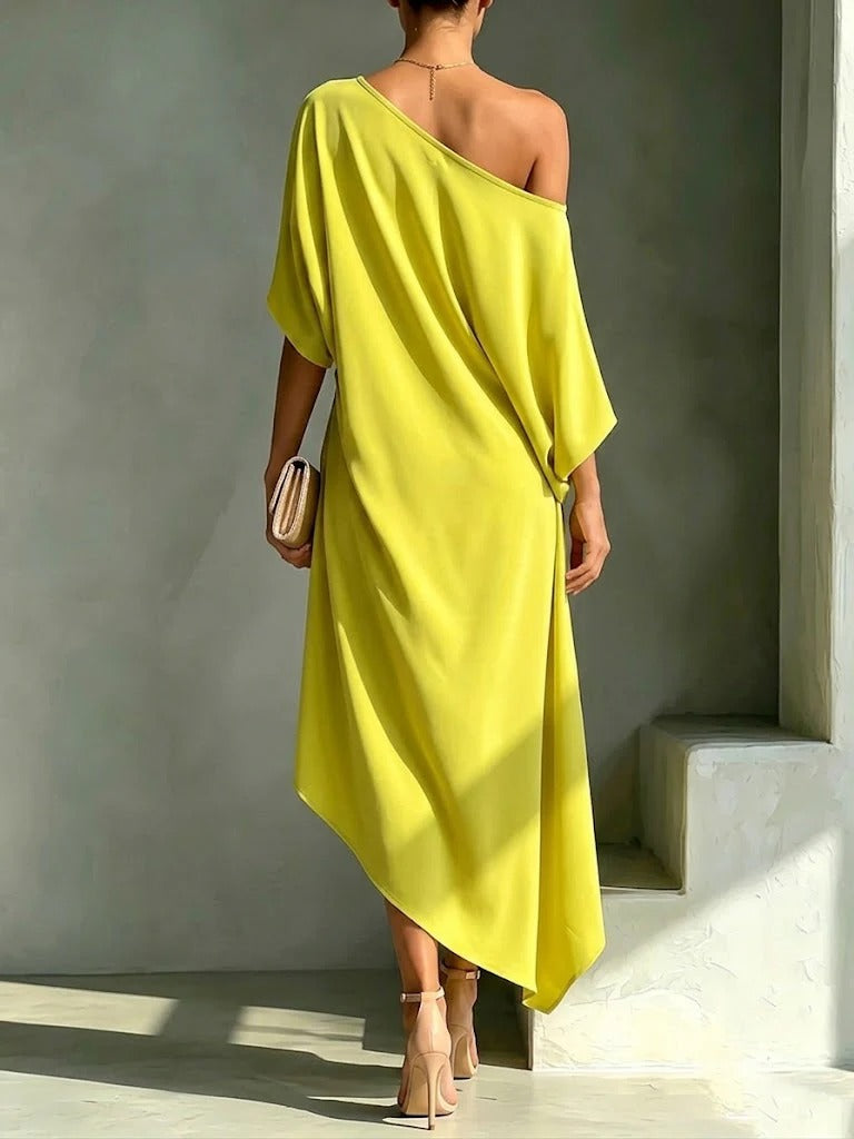 Robe midi asymétrique à une épaule pour femme