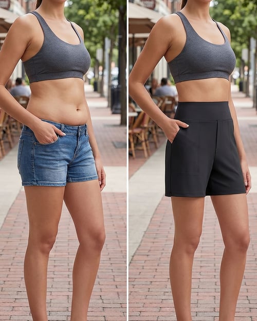 Short taille haute à poches profondes pour femme