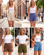 Short taille haute à poches profondes pour femme