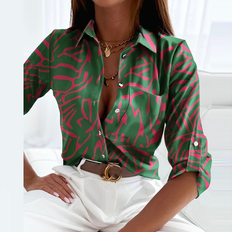 Blouse Imprimée Femme À Col Classique