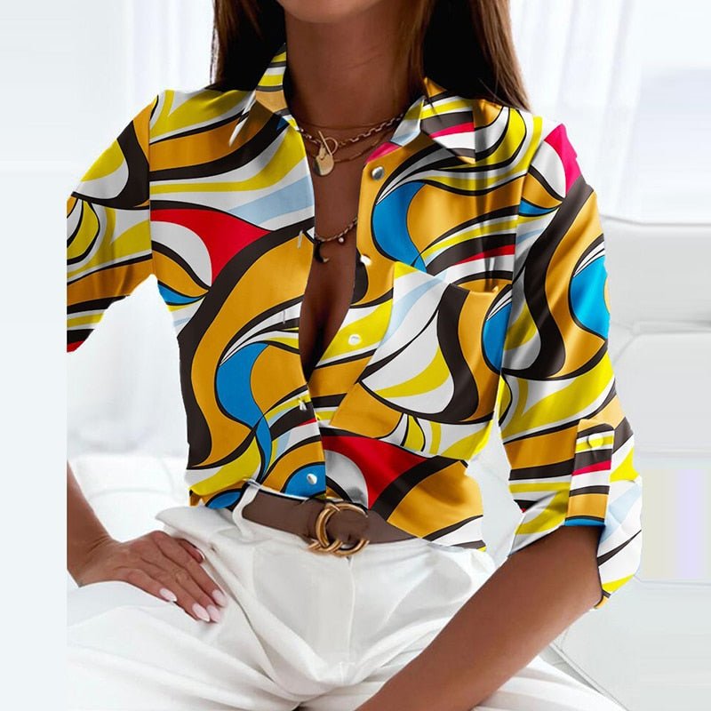 Blouse Imprimée Femme À Col Classique