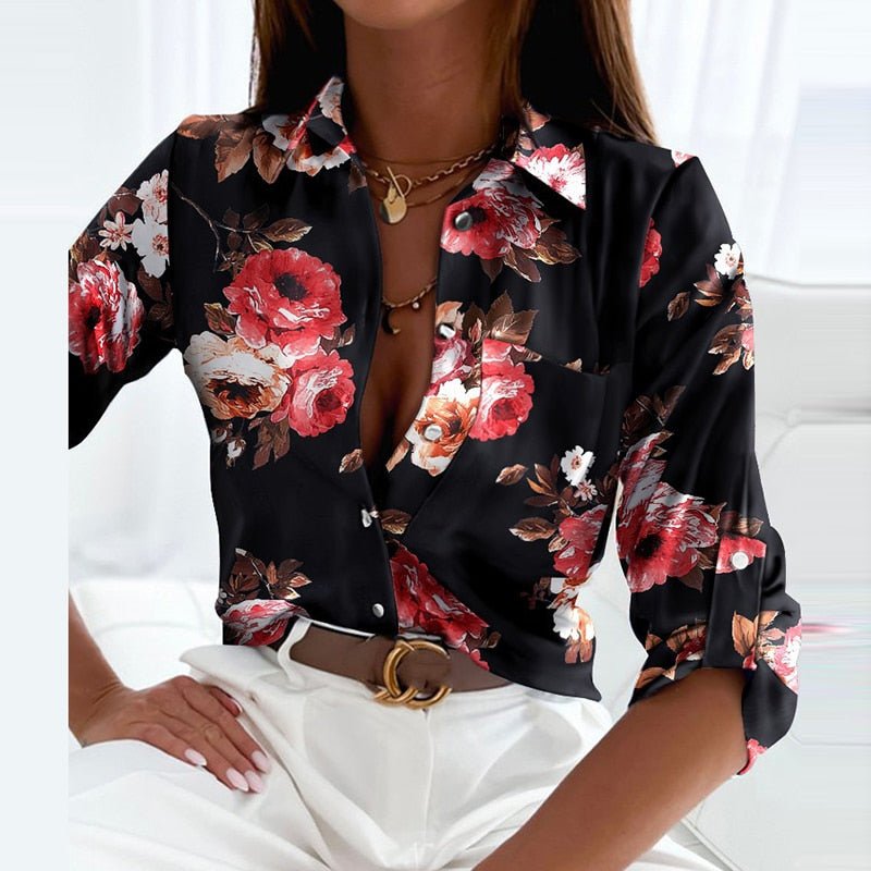 Blouse Imprimée Femme À Col Classique