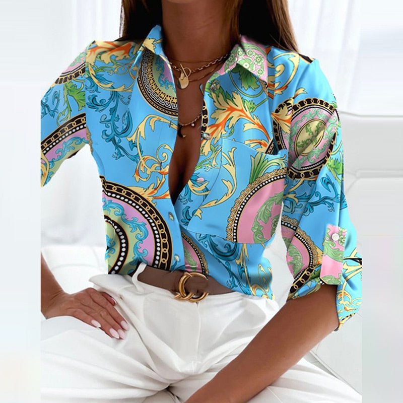 Blouse Imprimée Femme À Col Classique