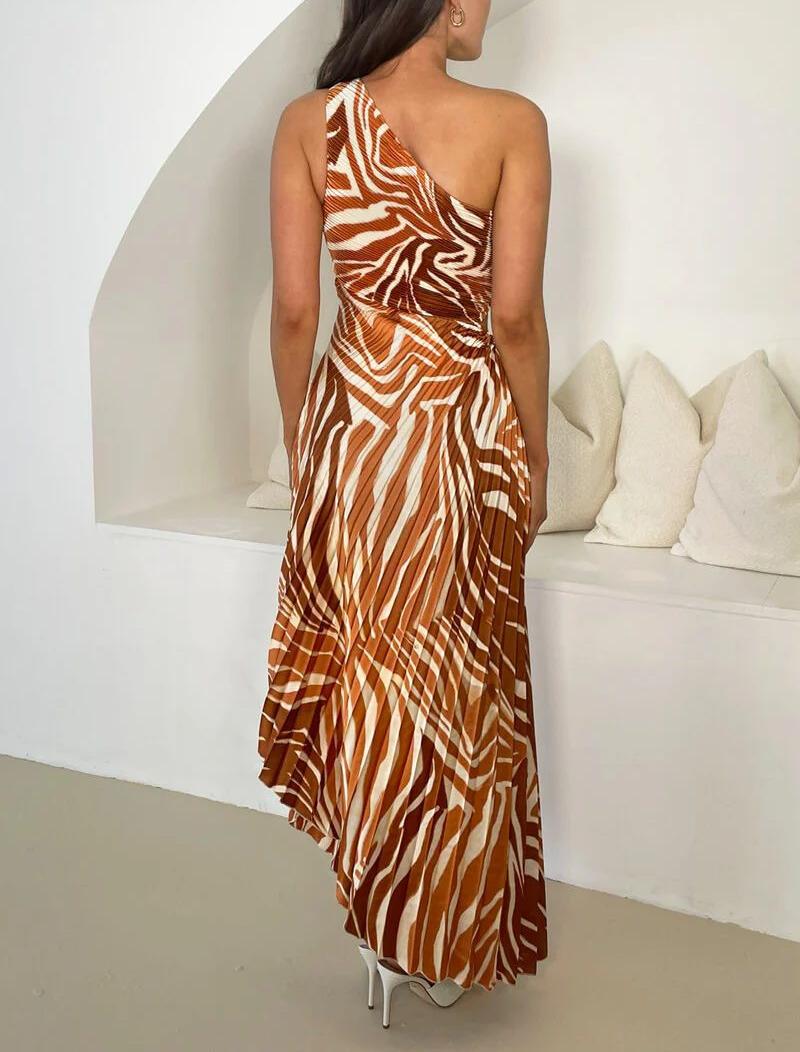 Women's asymmetric long dress with print