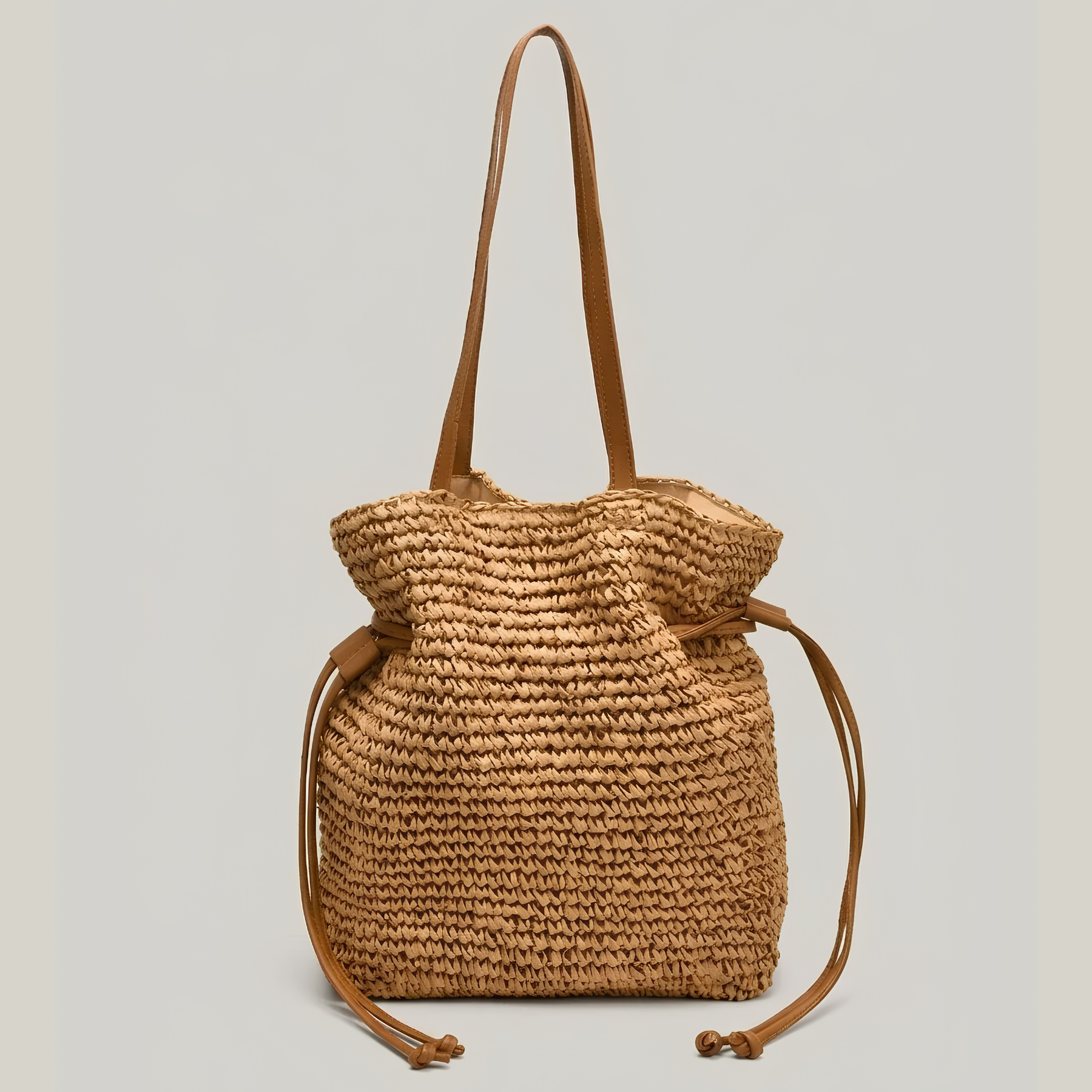 Women's bucket bag with drawstring closure