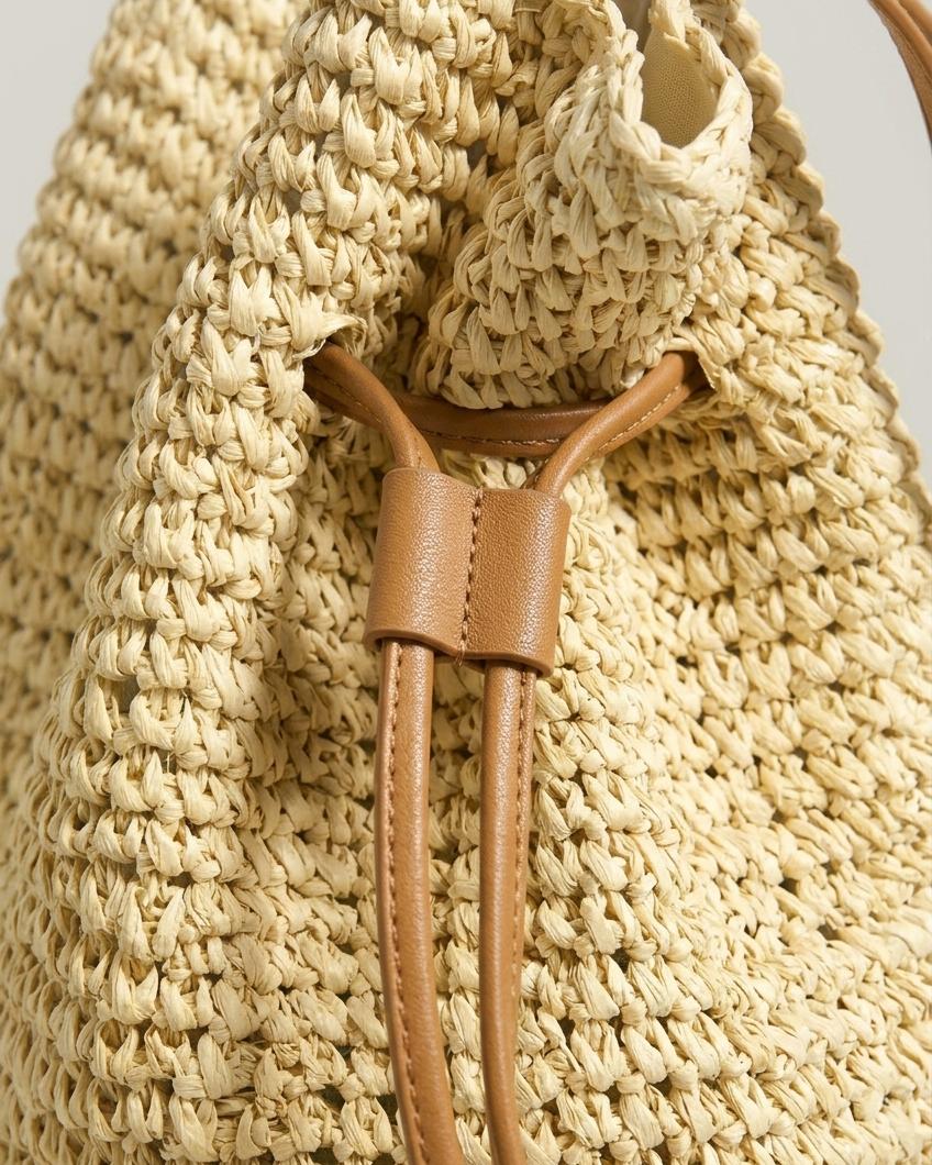 Women's bucket bag with drawstring closure
