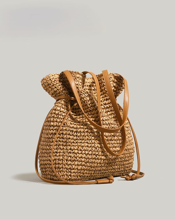 Women's bucket bag with drawstring closure