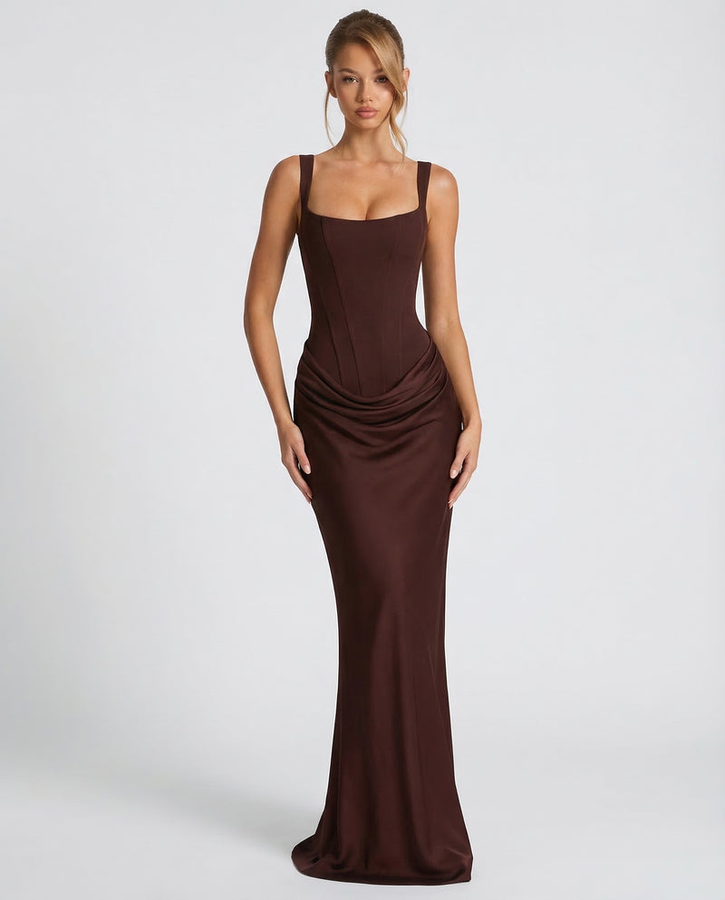 Women’s Corset Maxi Dress with Sweetheart Neckline