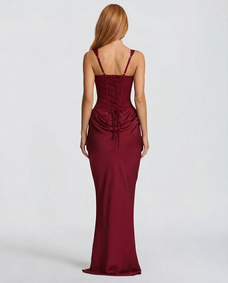 Women’s Corset Maxi Dress with Sweetheart Neckline