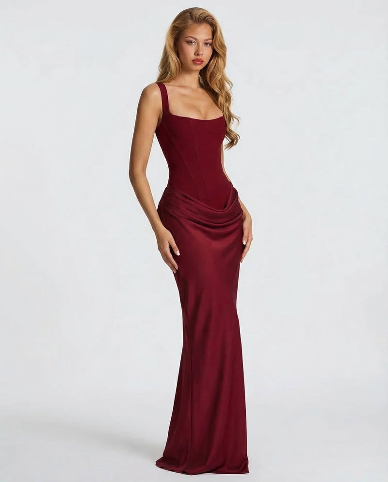 Women’s Corset Maxi Dress with Sweetheart Neckline